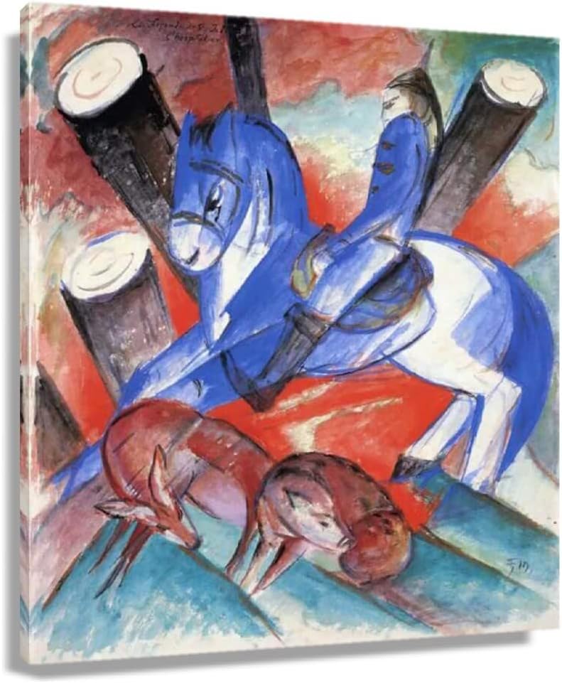 Framed 16x16inch(40x40cm) Franz Marc Canvas Poster St Julian The Hospitaller Poster Printing Picture for Bedroom Painting Wall Art Modern Decor Hanging Giclee Fine Art (Framed,16x16inch(40x40cm))