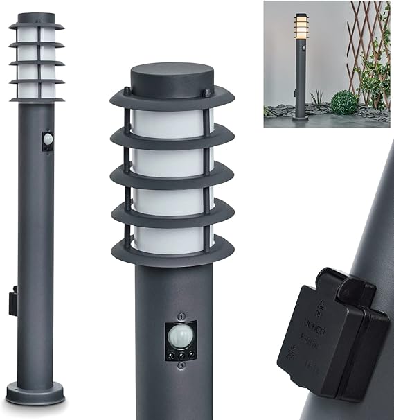 Außenwegeleuchte Tunes mit Bewegungsmelder u. Steckdose, moderne