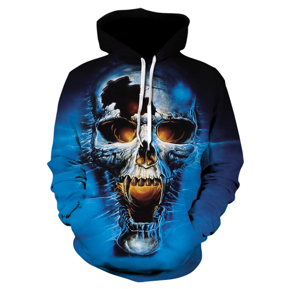 KANIGD Unisex 3D Digital Printed Hoodie Novelty Skull Sweatshirt Pullover Hoodies
