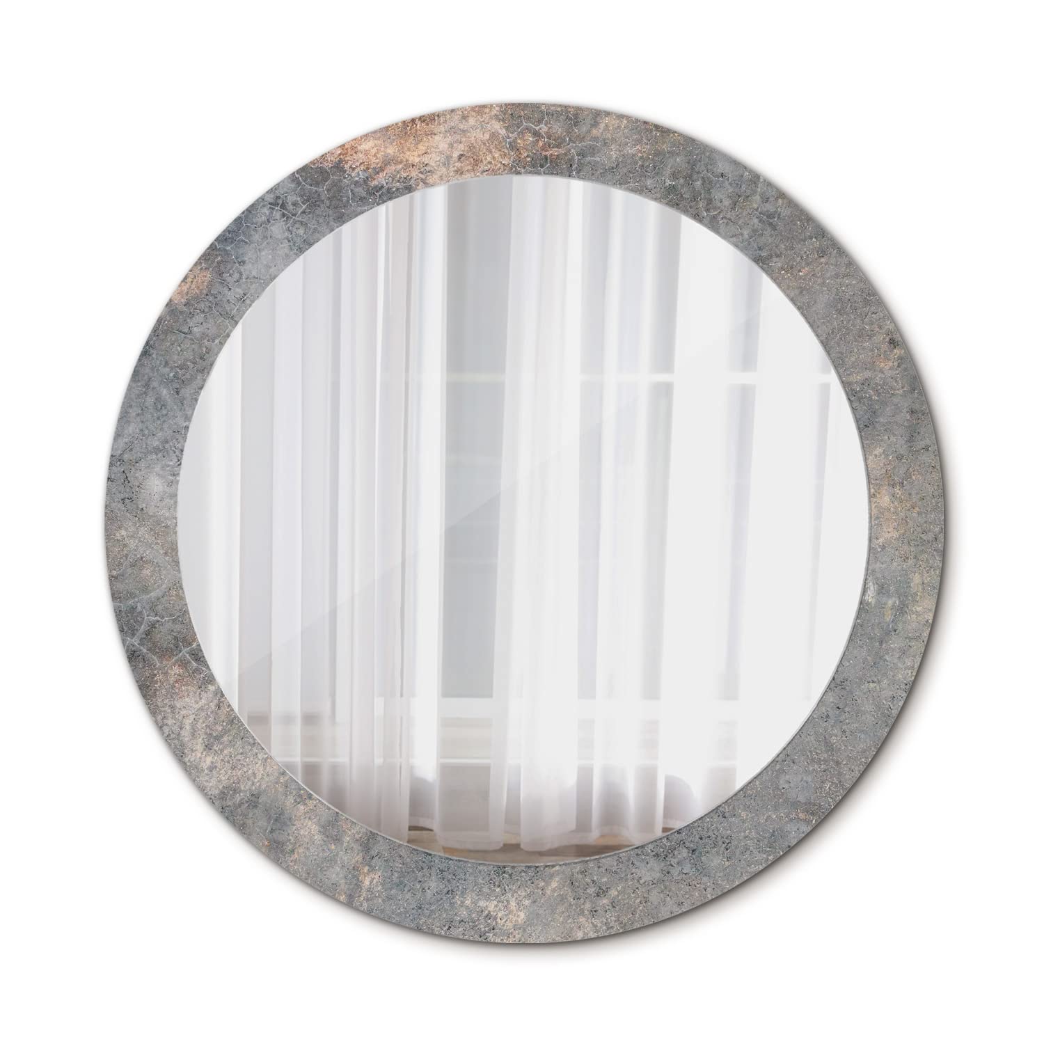 Tulup Wall Mirror Circular Mirror with Print Ø31.50 in / 80 cm Unique Mirror Glass Overprint Home Decoration - Vintage Concrete