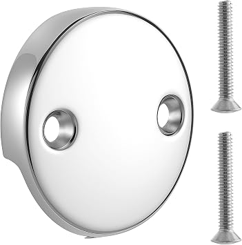U2693-PK Replacement Overflow Plate, Dual Hole Bathtub Drain Overflow Plate with Two Matching Screws, Chrome, 1 Pack