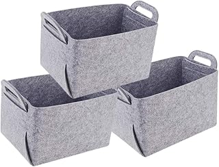 NANANA Scatola Portaoggetti Pieghevole per Giocattoli, Cestini Portaoggetti Pieghevoli in Feltro con Manici per Bambini, Stanza dei Bambini, Abbigliamento Lavanderia, Multi-Size,LightGray,M