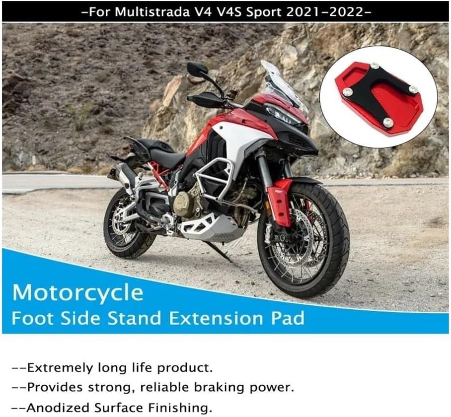 motorcycle Foot Plate Pad For D&ucati Multistrada V4 V4S Sport 2021-2022 Motorcycle CNC Kickstand Foot Side Stand Extension Enlarge Pad Support Plate