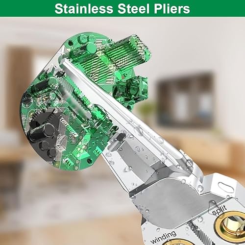 Miniatura 5 de Pelacables 8 en 1 con probador de voltaje, Pinzas de Electricidad, herramienta de pelado de cables eléctricos multifunción para cortar y tirar de