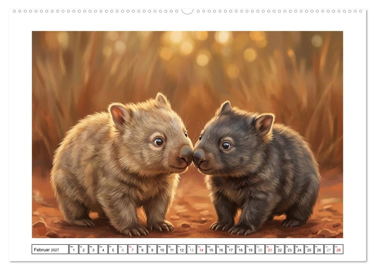 Wombats - Kurze Beine, großes Herz (Wandkalender 2027 DIN A2 quer), CALVENDO Monatskalender: Australiens liebenswerte Beuteltiere beobachtet (CALVENDO Tiere)
