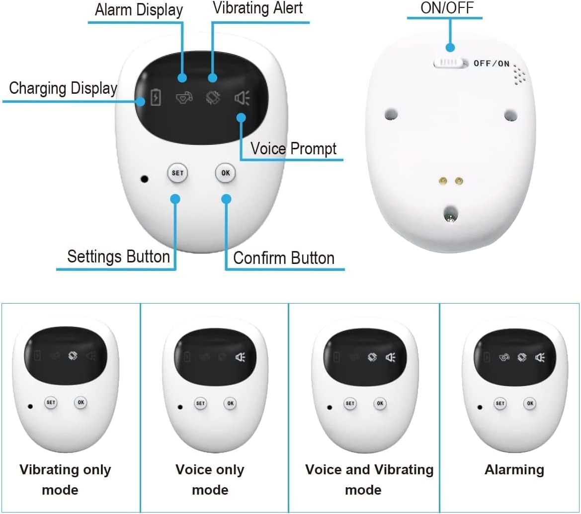 Bed Wetting Alarm Drahtloser Bettnässigkeitsalarm für Kinder - USB - aufladbar, 3 Modi, weißer Design für ein stressfreies Toilettentraining