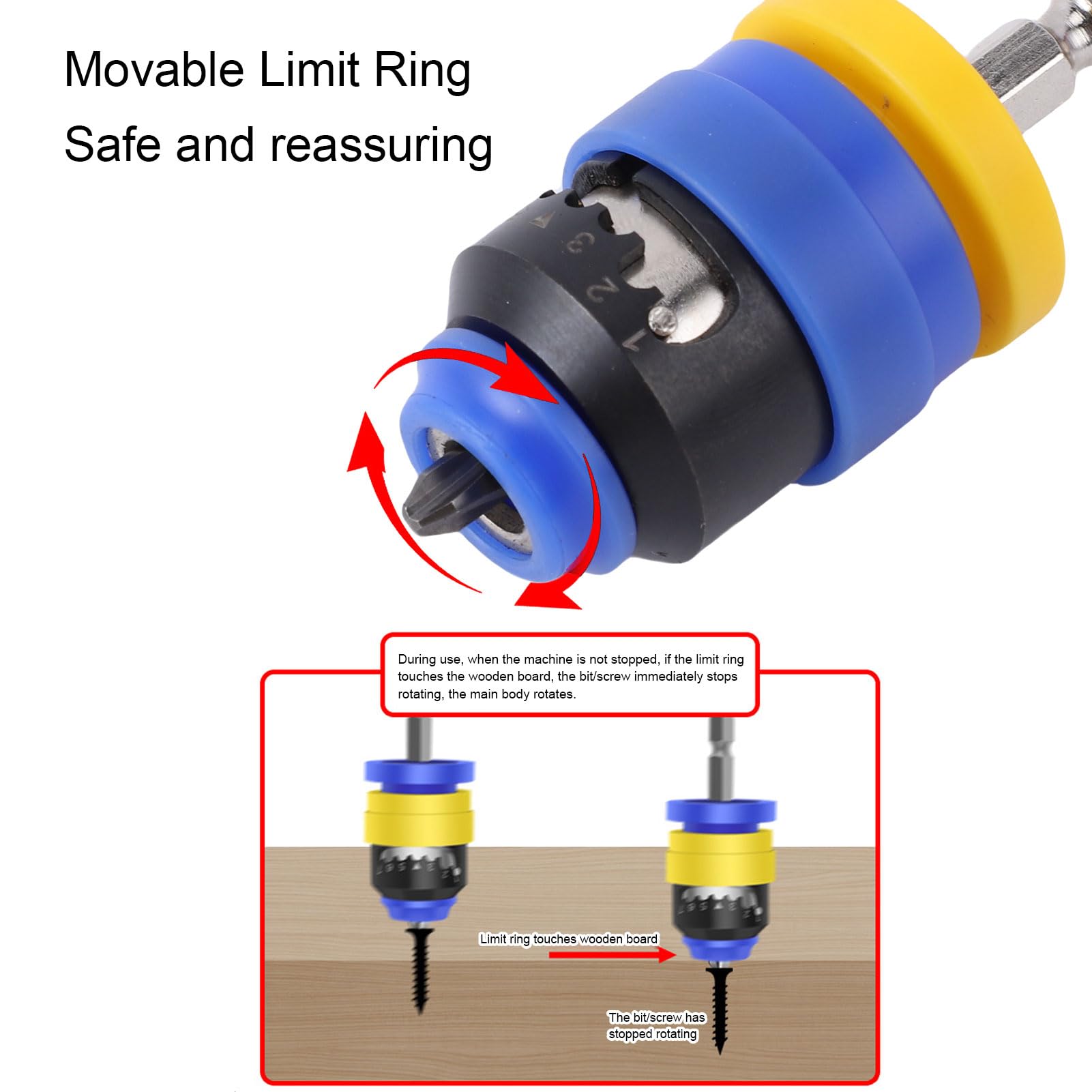Asixxsix Portapuntas para destornillador con imán potente integrado, ajuste de profundidad de tornillo de 2 a 8 mm con caja de almacenamiento para tareas de taladrado y fijación