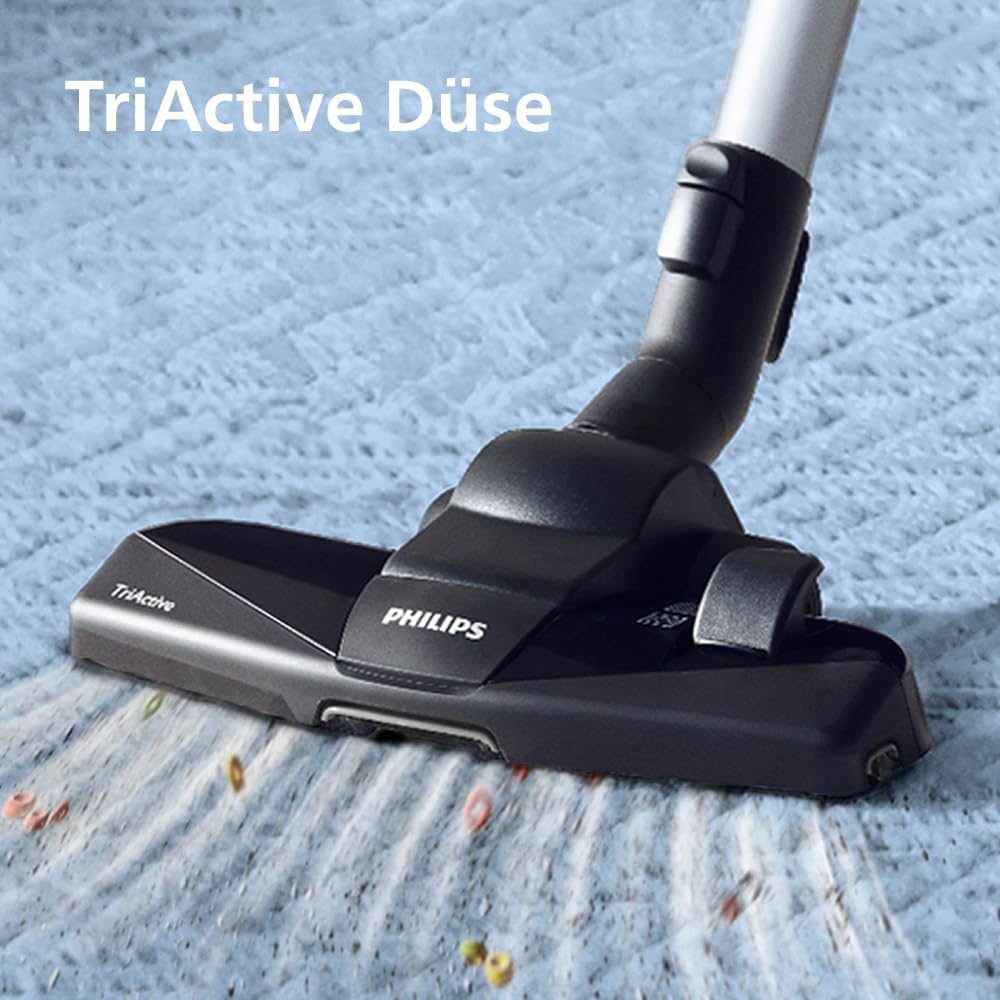 PHILIPS PowerPro Compact Staubsauger – Leicht, Beutellos, 900 W Saugleistung, TriActive Düse für Hartböden und Teppich, Allergie H13 HEPA-Filter, PowerCyclone 5 Technologie (FC9332/09)