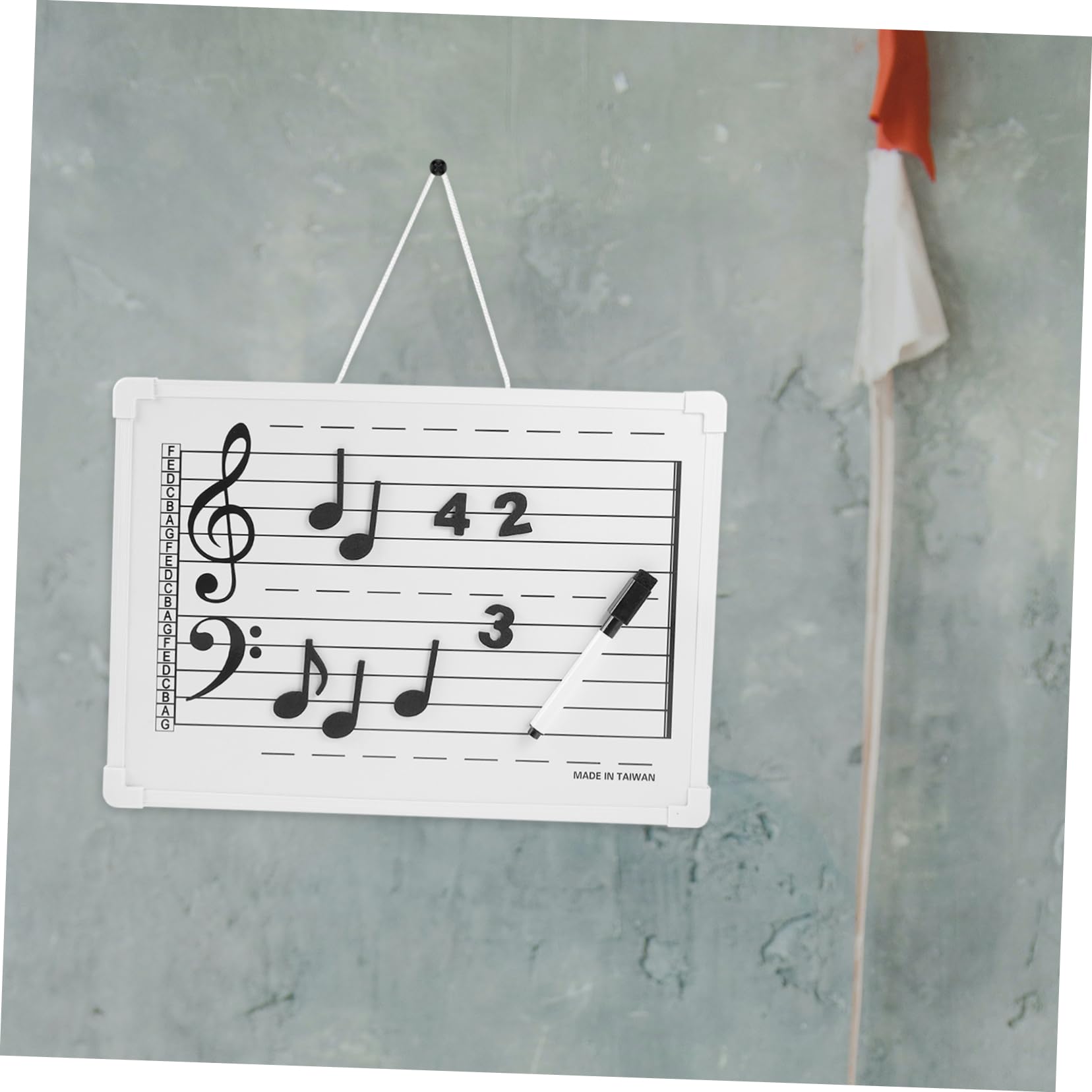 Tableau Blanc Effaçable à Sec Musique, avec Autocollants de Notes, Plastique, Suspendu au Mur, pour École et Maison