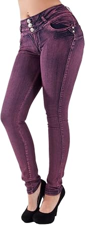 Plus/Junior Size Butt Lift Levanta Cola Skinny Pink Denim Women Jeans
