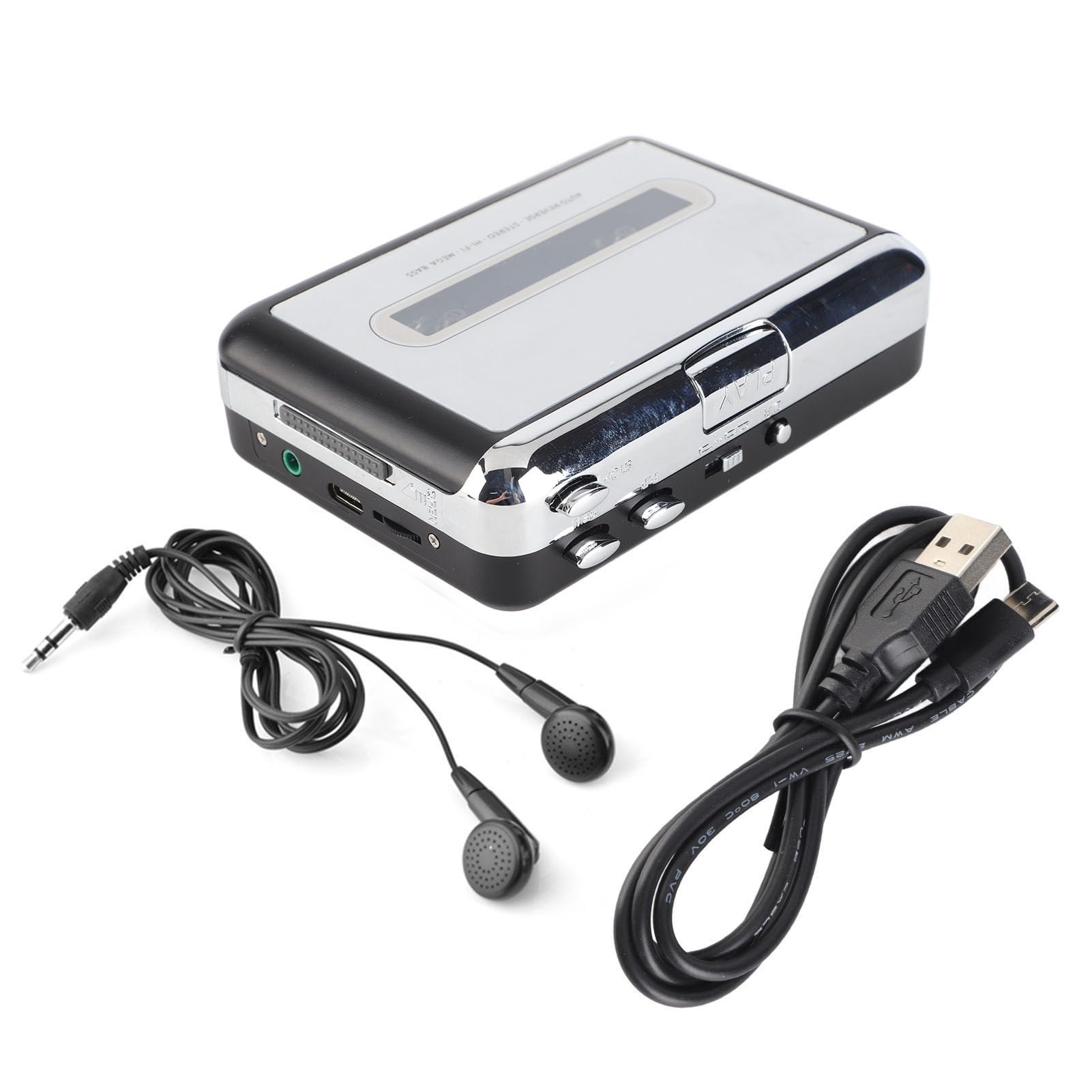 Kadimendium Konwerter Kasety Magnetofonowej USB na Komputer PC MP3 Switcher Converter + Plug and Play + Wyjście + Słuchawki, do Konwersji Kasety na Odtwarzacz Muzyczny MP3, Zasilany Przez USB, Nie