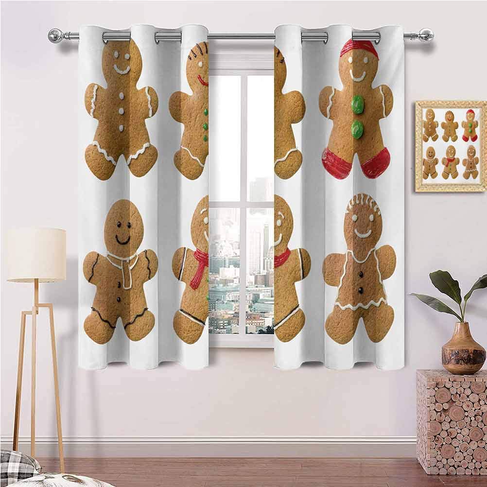 painting-home Lush for Decor Curtains with Grommets Vivid Homemade Biscuits Sugary Xmas Treats Sweet Tasty Pastry for Nursery & Playroom Set of 2 Panels (36 x 72 Inch)