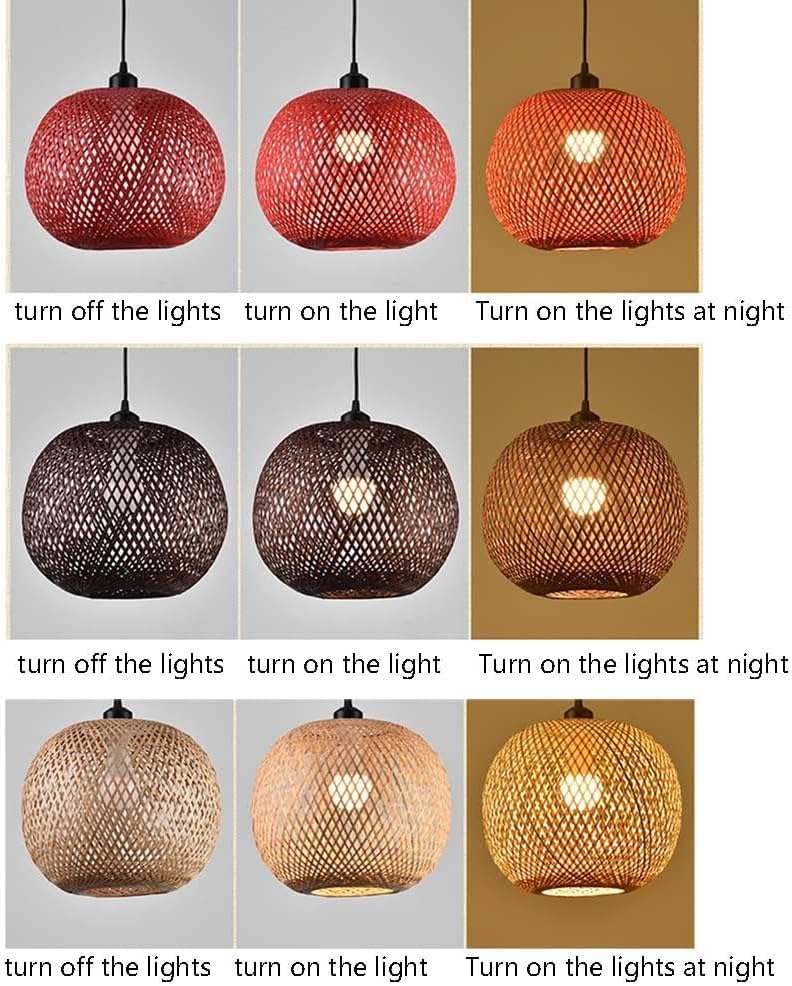 Lámpara de cesta de bambú tejida a mano para techos elegantes 2
