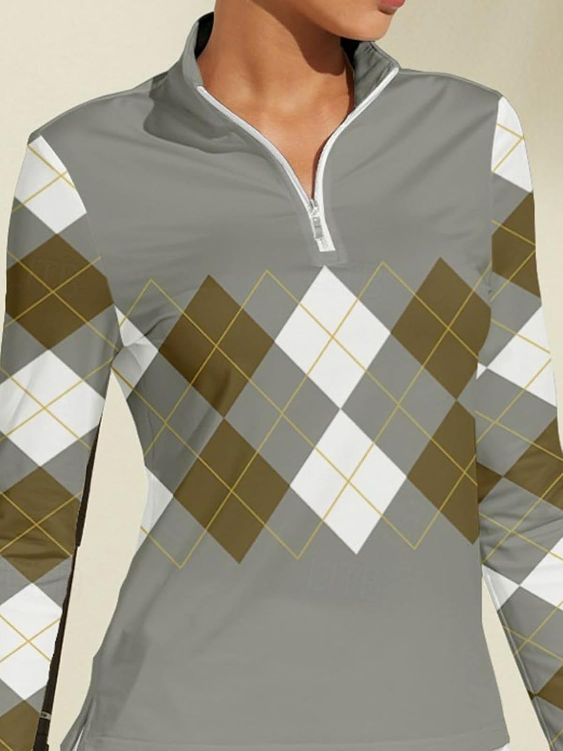 ACEGOLFS Golf Polo Shirts for Women Summer Long Sleeve Quarter Zip Printed Pullover Shirt UPF 50+ Ladies Athletic Workout Top