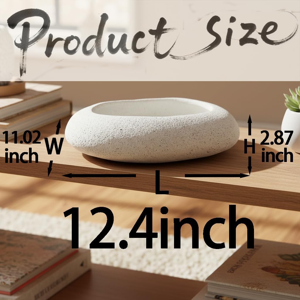 Large Decorative Bowl decor, Decorative Bowls for Modern Home Decor,Stylish Key Bowl for Entry Table,Decorative Fruit Bowls for Kitchen Counter (12.4" Light Gray)