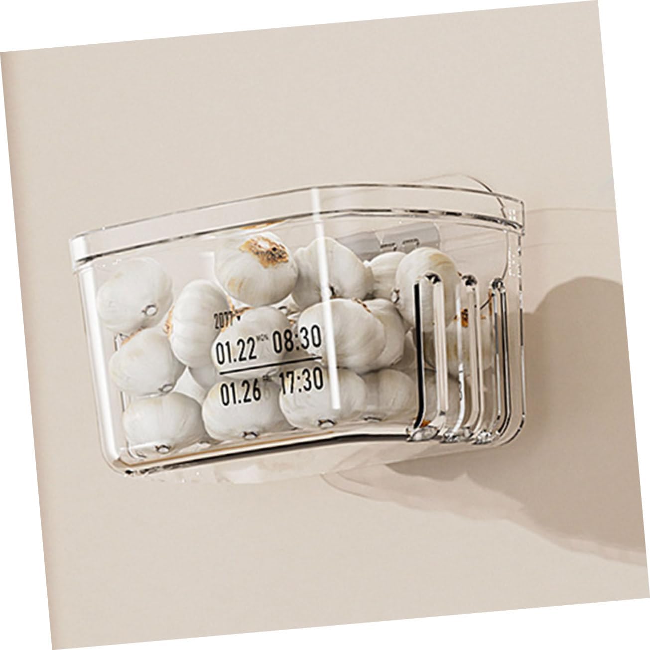 Cabilock 6pcs Wall Hanging Storage Basket Transparent Onion and Garlic Organizer for Kitchen Easy to Install Vegetable Holder Minimalist Design for Fruit and Household Items