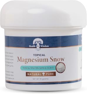 Health and Wisdom Magnesium Snow - Fine Magnesium Carbonate Powder for Face, Body and Oral Care - Enhanced Absorption to Tone, Smooth, and Tighten Skin -.35 oz
