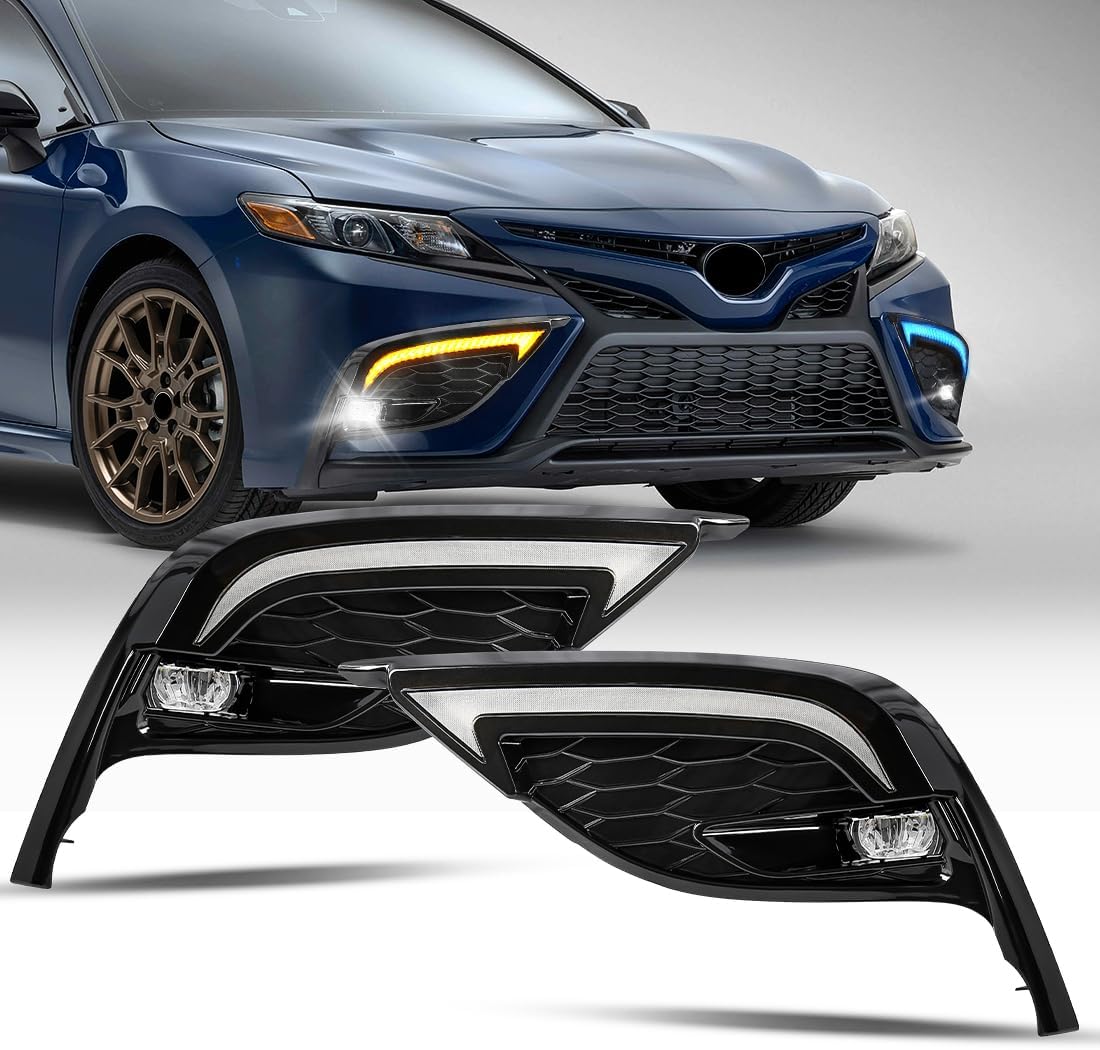 Daytime Running Light For Toyota Camry 2021 2022 2023 Tri-Colors LED Front Fog Lamp Assembly With LED Lamp Blub For Camry SE XSE Replacement Fog Light