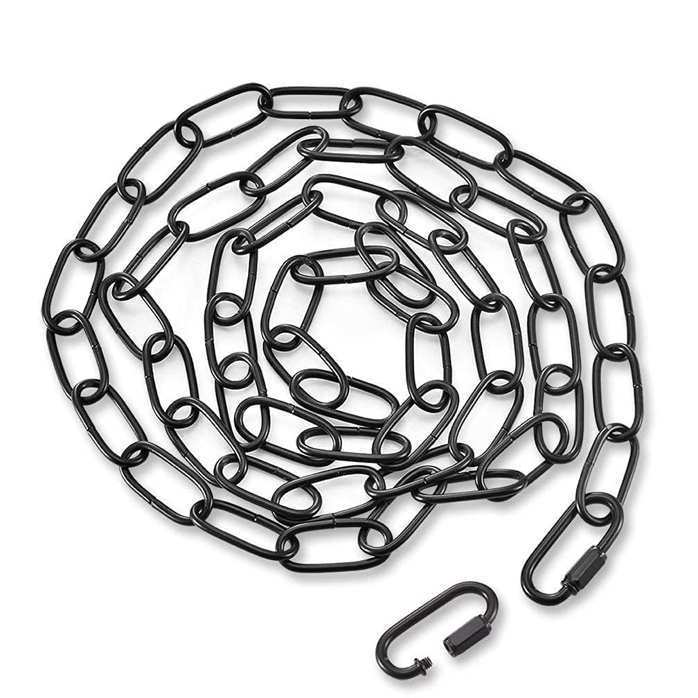 6 Feet Industrial Black Chain for Light Fixture, Adjusable Metal Chandelier Chains with Connection Lock, Replacement Black Chain Extension for Hanging Plants, 50 BL