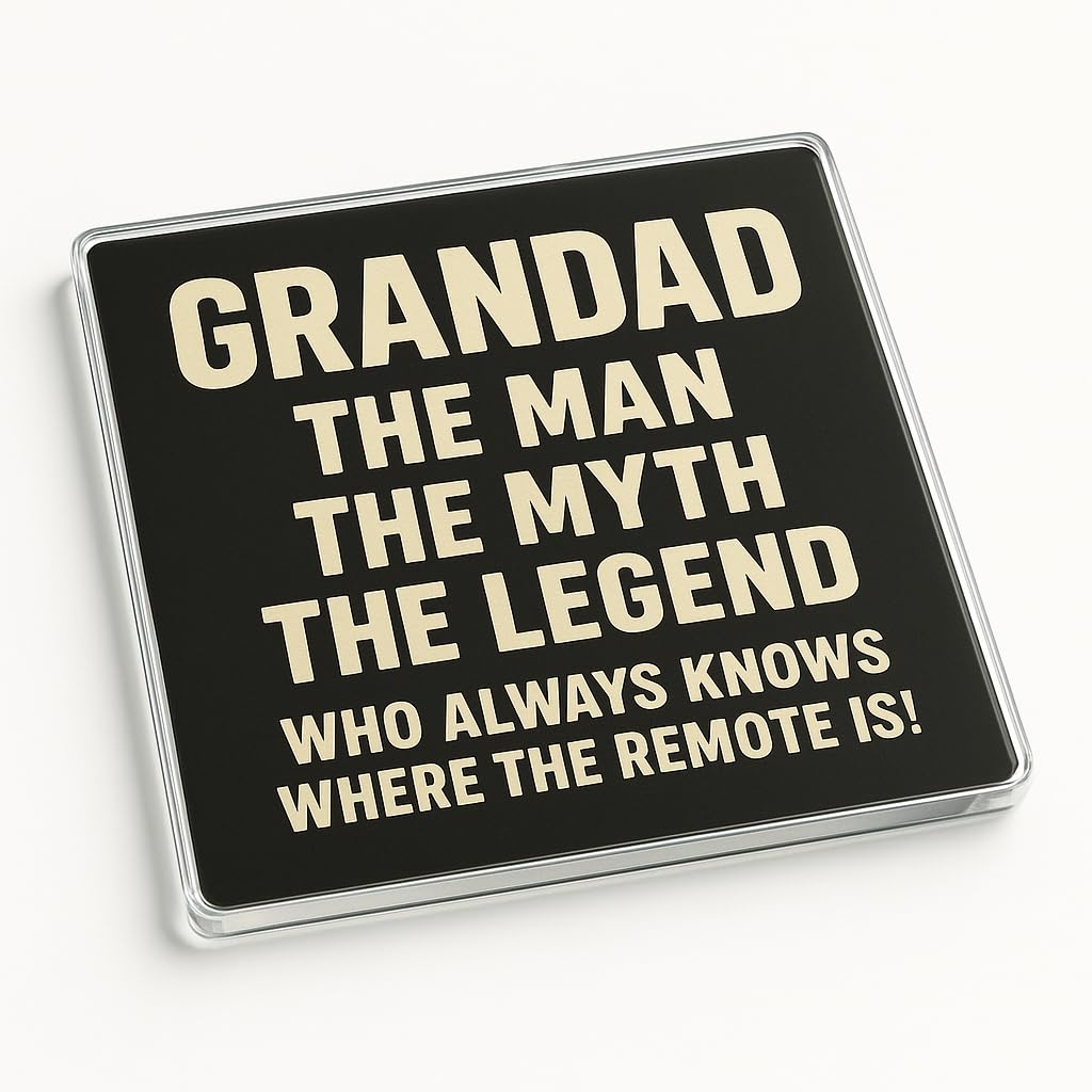 Funny Acrylic Coaster Gift for Grandad Birthday - Humorous Legend Design Novelty Present Desk Accessory Coffee Table