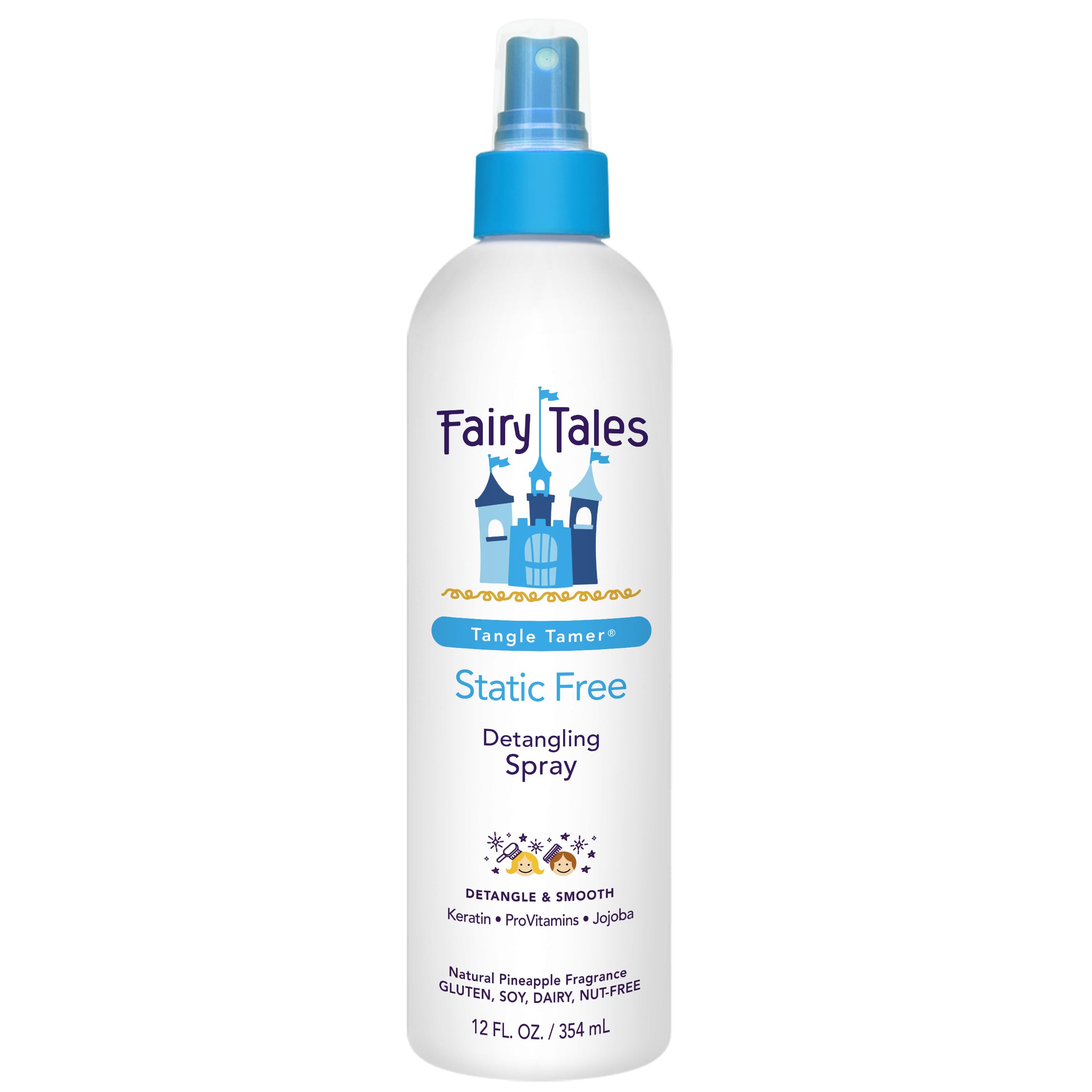 Fairy Tales Tangle Tamer Static Free Detangling Spray - Detangler Spray for Kids - Paraben Free, Sulfate Free, Gluten Free, Nut Free - 12 oz