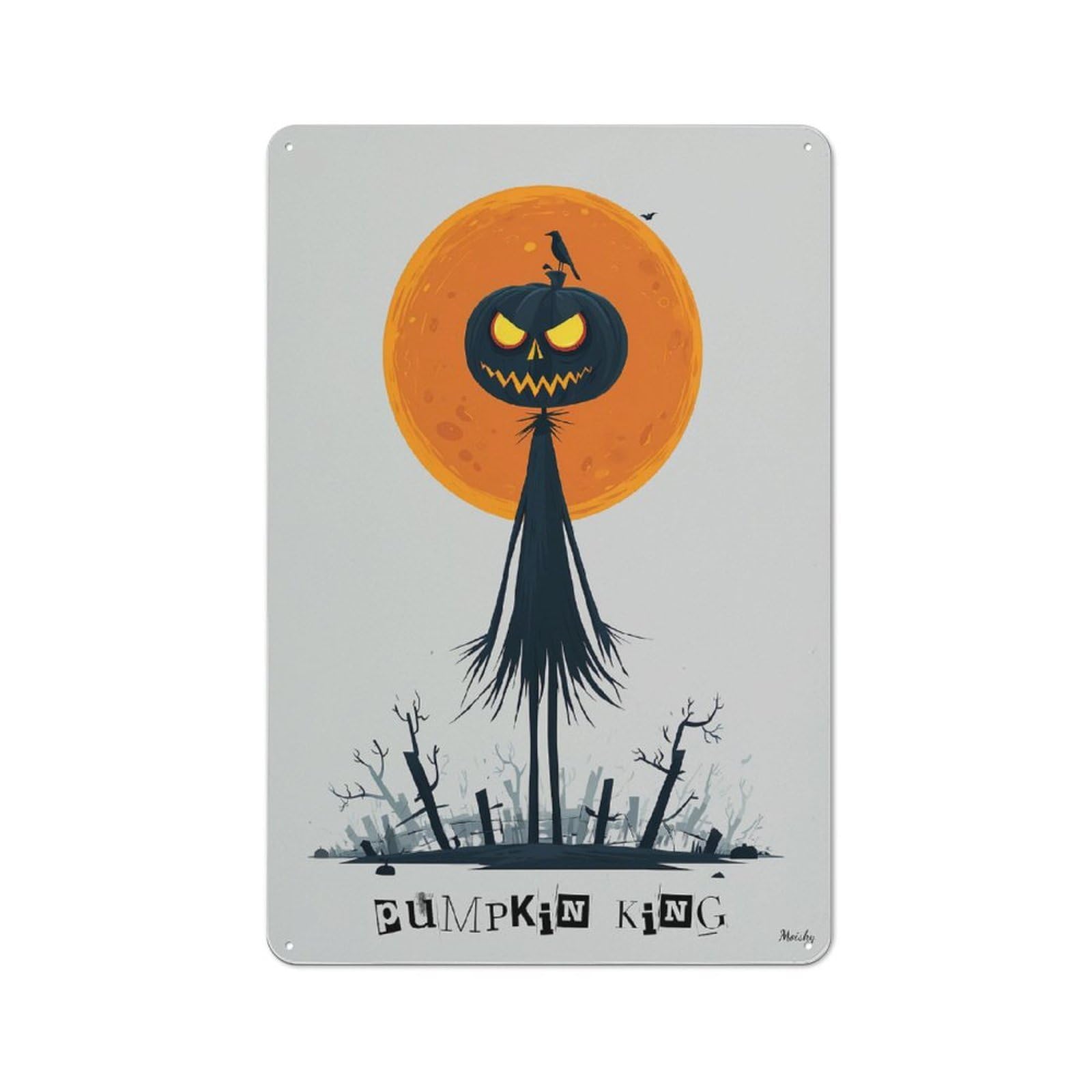 Junmoney Pumpkin King — Spooky Halloween Art 30X20cm Industrial-Style Tin Sign With For Hallway Wall, A Metal Wall Feature For A Newly Arranged Hallway