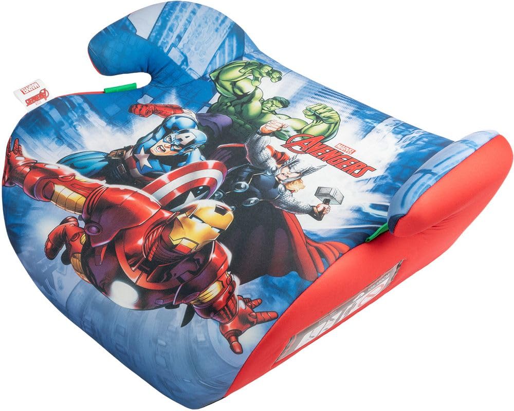 Tataway Marvel Avengers seggiolino alzatina auto i-Size ECE R129. Rialzo bimbi 125-150 cm con grafiche dei supereroi, seduta grigia, per viaggi comodi e in sicurezza