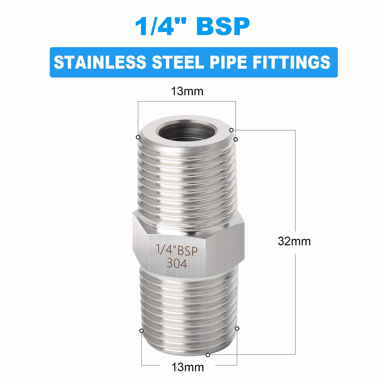 5 Pièces Connecteurs Droits En Acier Inoxydable 304, Raccords