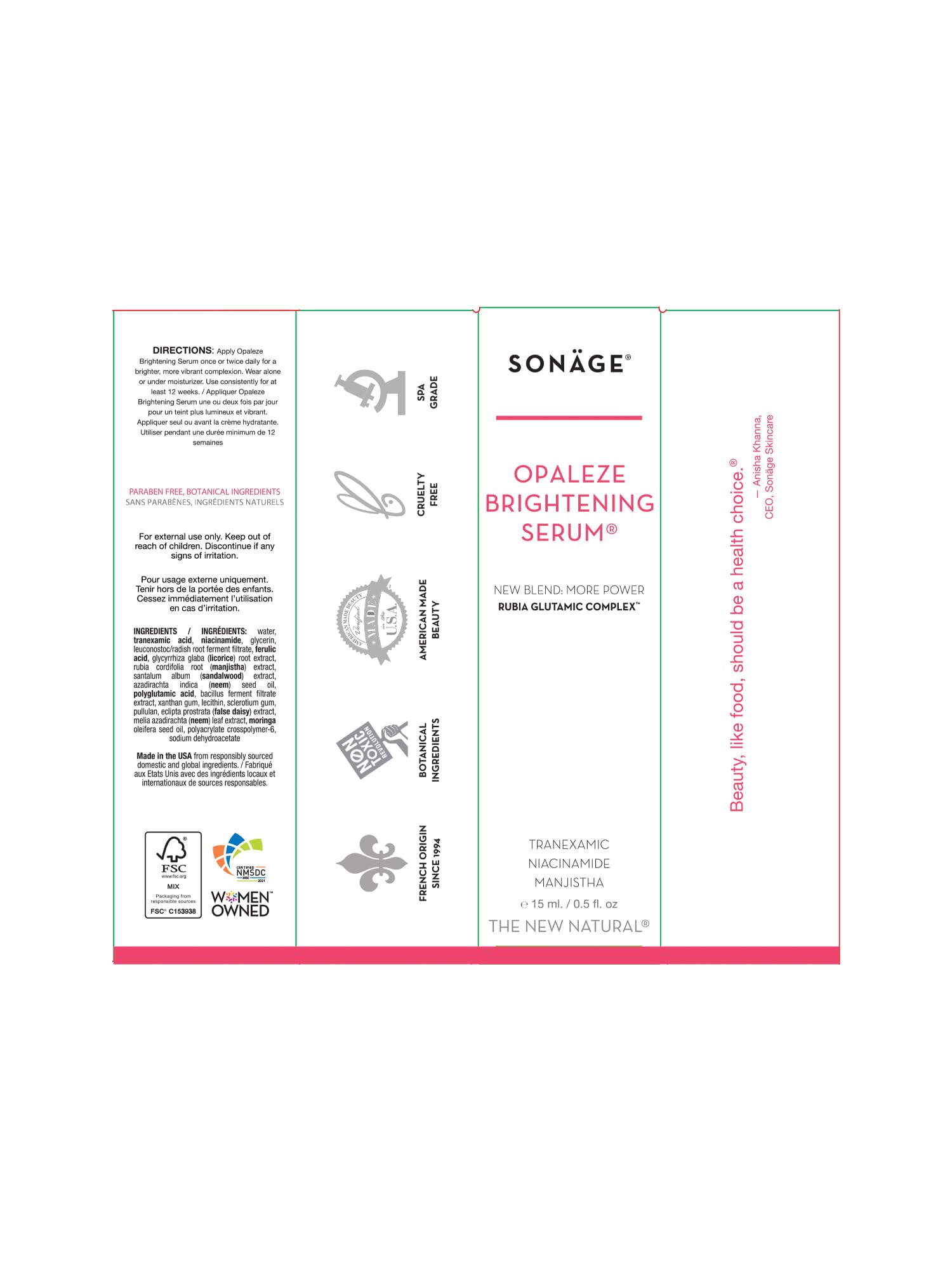 Sonage Opaleze Brightening Serum| Dark Spot Corrector | Target Dark Spots | Even Skin Tone | For All Skin