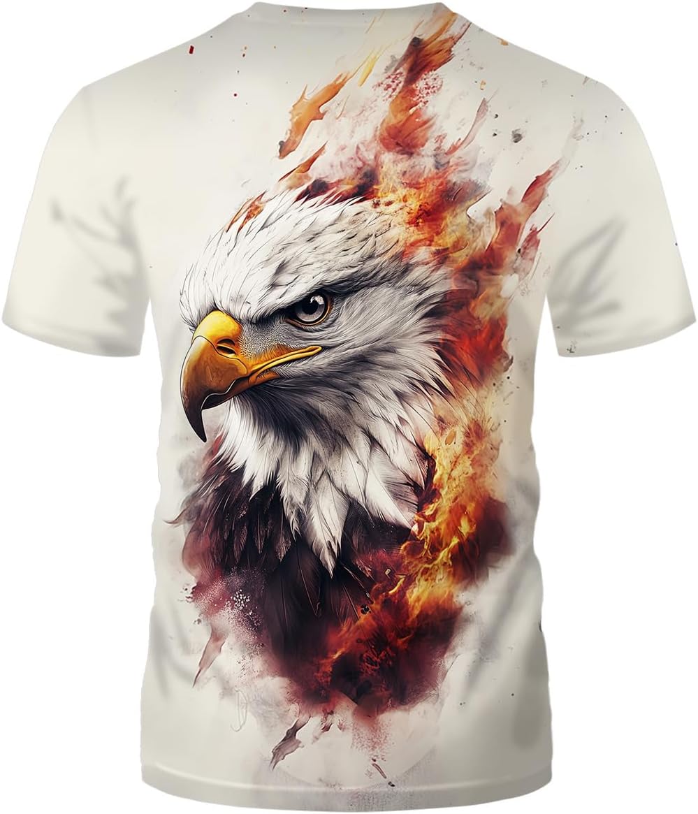 Funny Eagle Graphic T-Shirt Novelty Short Sleeve Crewneck Shirt - Image 3