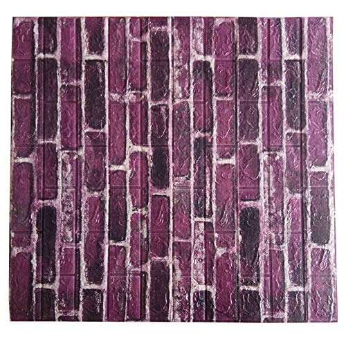 3D Wall Panels Brick Wallpaper POPPAP Faux Brick Peel and Stick Foam Wall Panels Tiles Purple White Painted Color Real Brick Effect Design Wall Decor 5 Panels