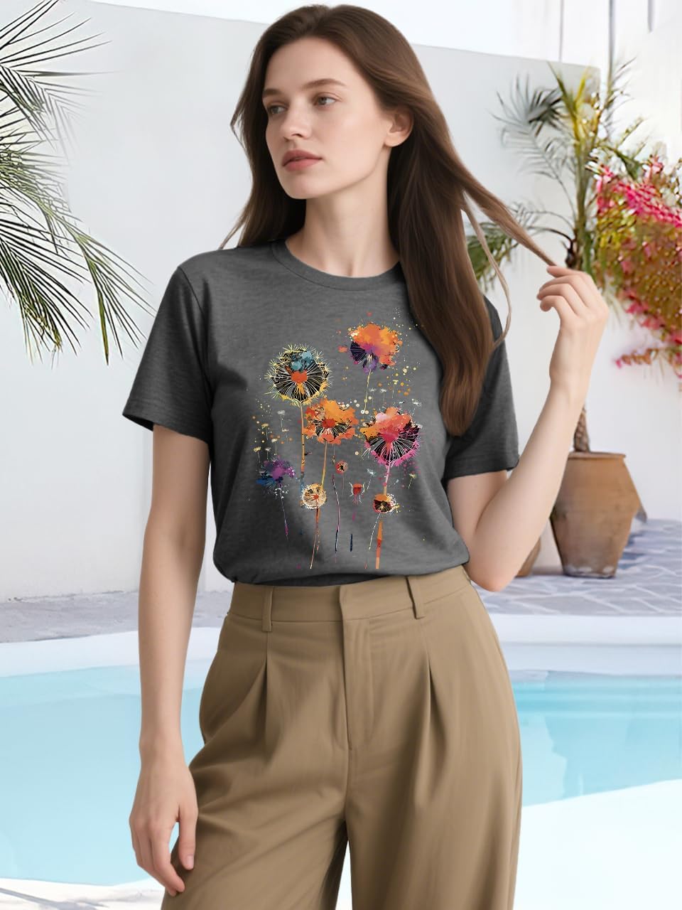 Women Wildflower T Shirt Cute Botanical Flower Shirts Funny Boho Floral Graphic Tees Short Sleeve Tops - Image 3