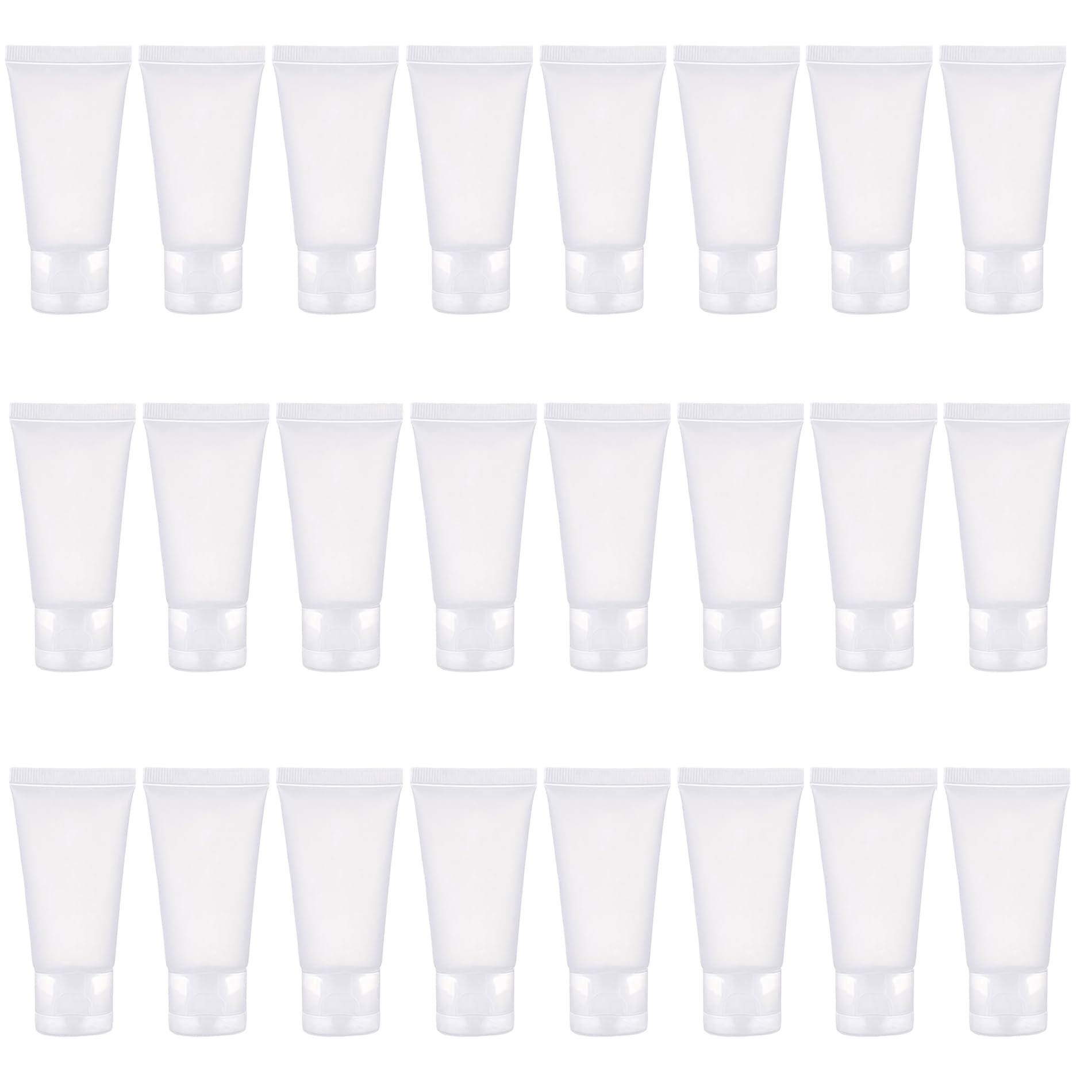 24PCS 30ml/1oz Empty Portable Refillable Clear Plastic Cosmetic Soft Tubes Bottles with Flip Cover Makeup Sample Travel Packing Container Holder Vial Jar Pot for Shampoo Facial Cleaning Toothpaste
