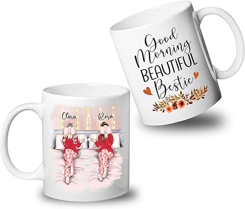 Vista 48 de Taza de café blanca de 2 mejores amigos, 11 onzas, 15 onzas, taza de amistad personalizada para mujeres, mejor amiga, mejor amiga, hermana, hermana