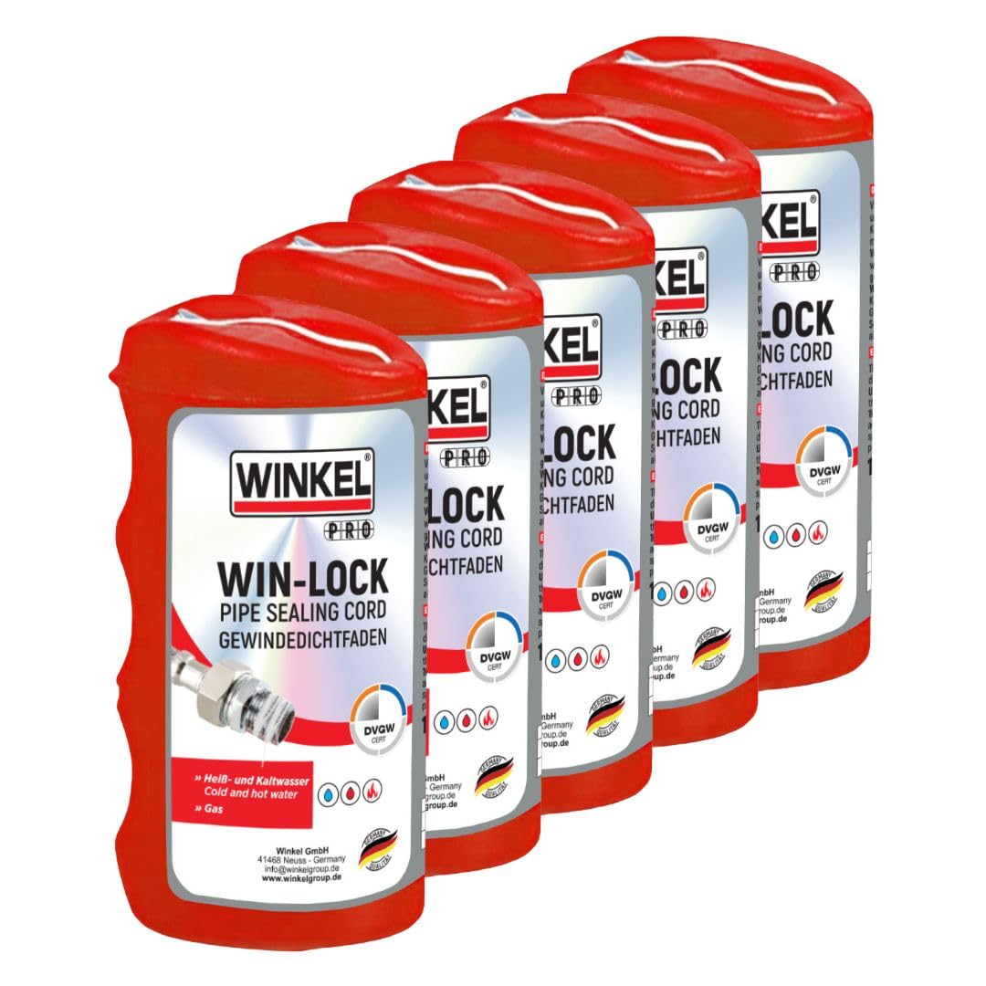 Winkel DVGW-zertifizierter Gewindedichtfaden – 5 X 160 m nicht aushärtendes Dichtband aus Polyamid (nicht PTFE) für Metall - Kunststoffgewinde, sofortige Abdichtung für Sanitärrohre und Armaturen (5)