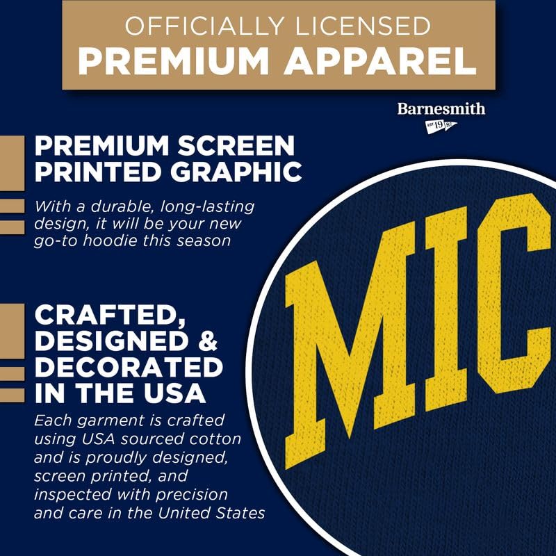 Barnesmith Hooded Sweatshirt for College, Classic Logo, Cotton/Poly Blend, Adult Unisex4