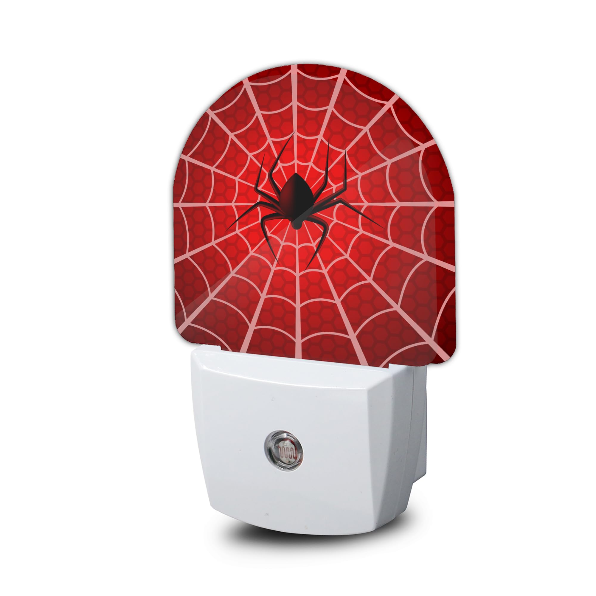 Halloween Night Light,Red Spider Web Night Lights Plug Into Wall Dusk to Dawn Sensor for Bedroom, Bathroom and Living Room for Women/Girls Gift