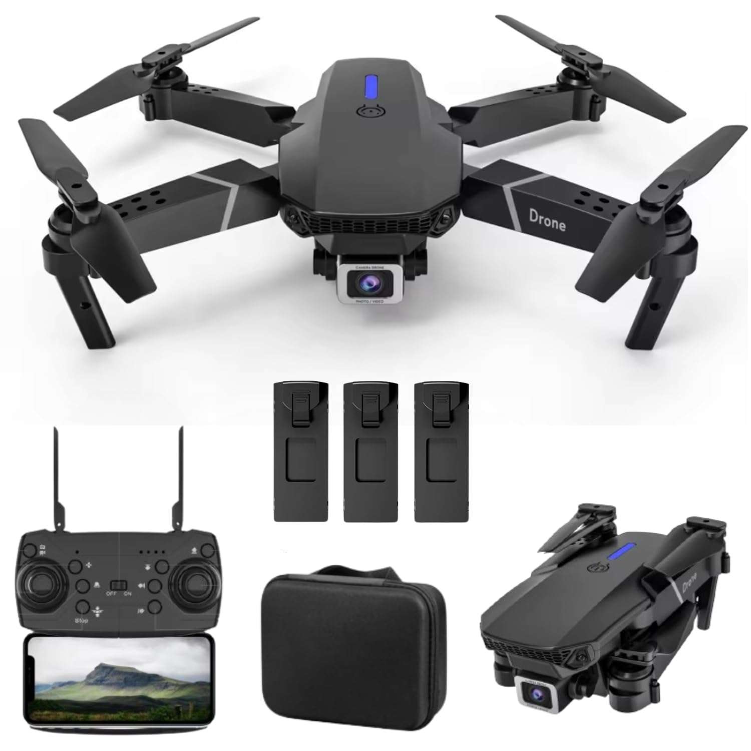 K2D2-E88-Drone-with-1080P-Camera-3-Batteries-One-Key-Take-Off-Land-Altitude-Hold-Automatic-Avoidance-Obstacles-360°-Flip-With-Aerial-Photography-Drone-Multicolor (E88-3-BATTERY)
