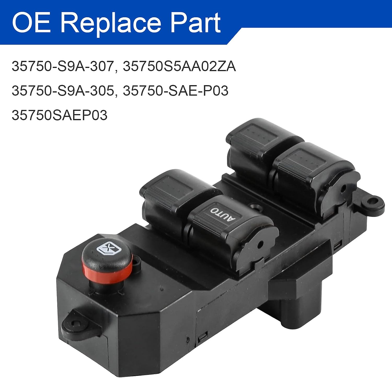 Driver Side Master Control Power Window Switch Compatible with Honda Civic 2001 2002 2003 2004 2005 CR-V 2002-2006 Replace OE# 35750-S9A-307