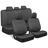 PolyPro Car Seat Covers Full Set in Solid Charcoal – Front and Rear Split Bench Seat Covers for Cars, Easy to Install, Accessories for Auto Trucks Van SUV