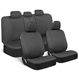 PolyPro Car Seat Covers Full Set in Solid Charcoal – Front and Rear Split Bench Seat Covers for Cars&comma; Easy to Install&comma; Accessories for Auto Trucks Van SUV