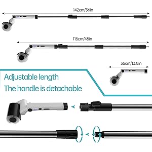 Tiwiche Roller Electric Spin Scrubber - 2-Speed Waterproof Cordless Power Cleaning Brush, 4 Multi-Purpose Brush Heads & Telescopic Pole for Deep Floor, Bathroom, Furniture, Glass & Car Cleaning