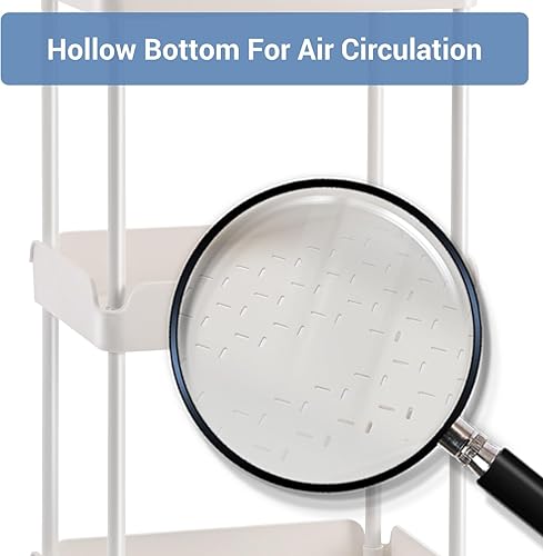 Miniatura 5 de TOOLF Carrito de almacenamiento con ruedas de 3 niveles, carrito de utilidad con ruedas, carrito de manualidades rodante, carrito rodante blanco