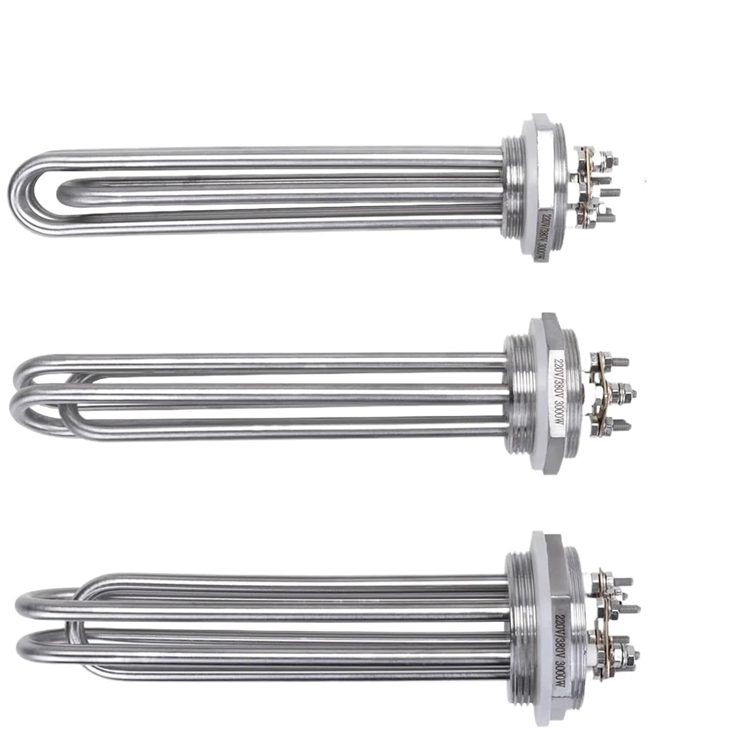 Water Heating Element DN32/DN40/DN50 Electric Tubular Water Heater 3KW/4.5KW/6KW/9KW/12KW SUS304(DN32 1.25inchBSP,380V_4.5KW 225MM)
