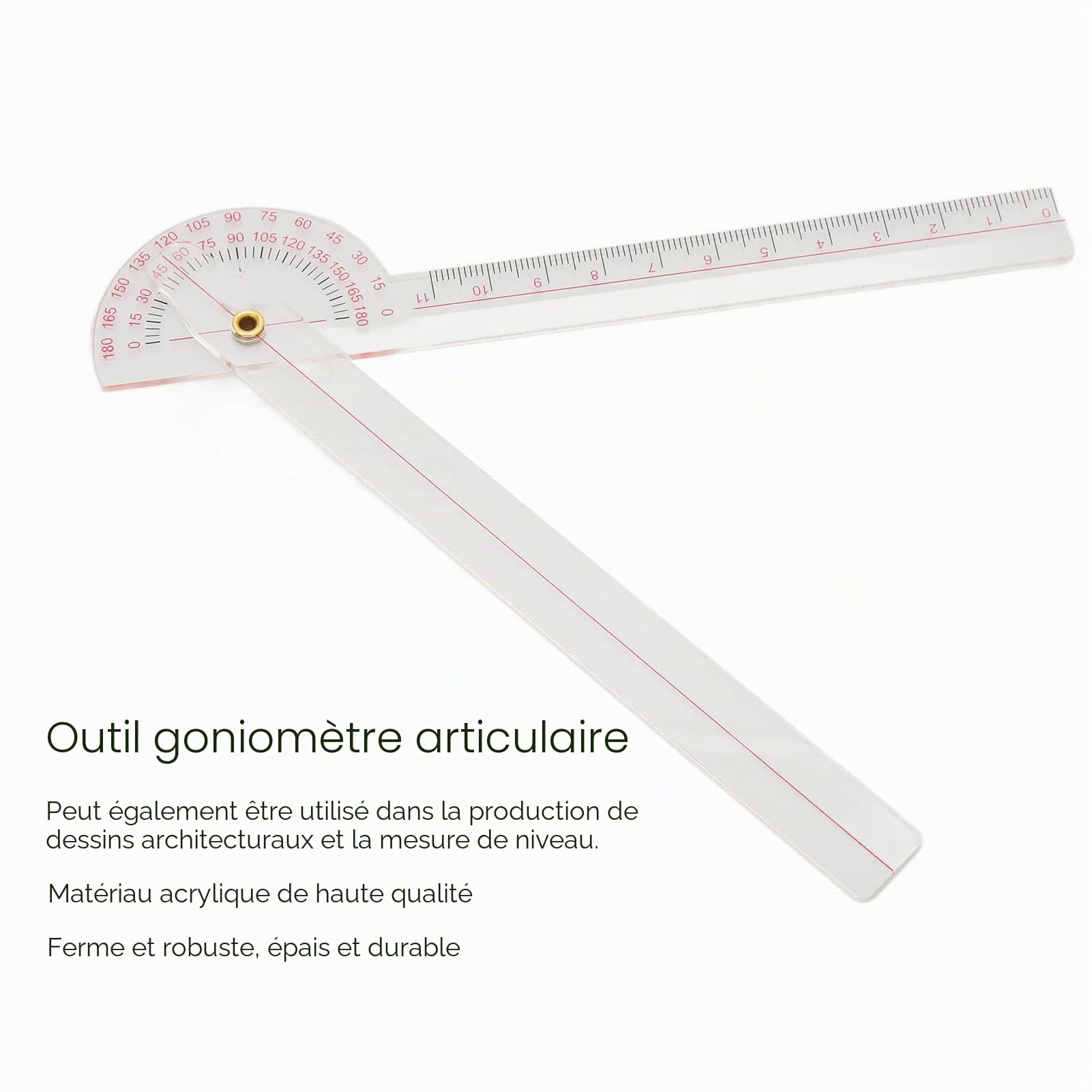 Goniomètres, Goniomètre Articulaire à 360 Degrés pour les Genoux, les Coudes, Mesure Précise de la Courbure de la Colonne Vertébrale, Outil de Goniomètre, Goniomètre de la Colonne Vertébrale, Plastiqu