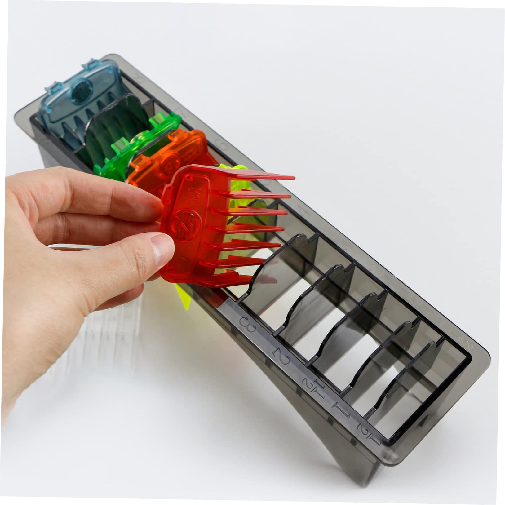 FRCOLOR Barber Case Clipper Guard Holder Hair Styling Tool Accessories Plastic Guide Comb Storage Box