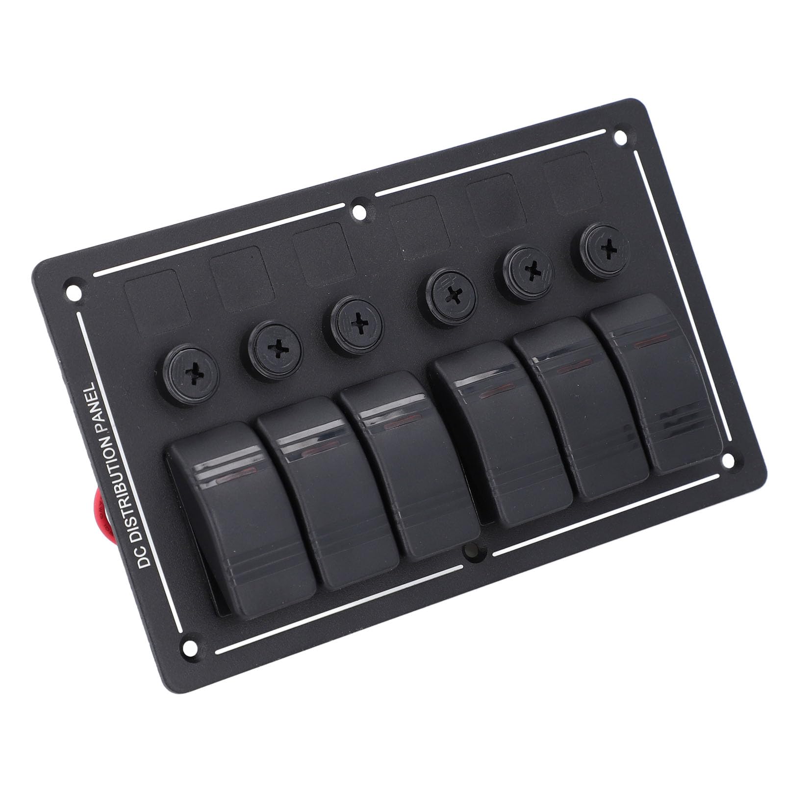 Generic Panel PrzełącznikóW Kołyskowych 6-krotny, Wstępnie Okablowany Aluminiowy Panel PrzełącznikóW 12 V z Zabezpieczeniem Przed Przeciążeniem, IP65 Sterowanie niebieską diodą LED od 120 do 260 W dla