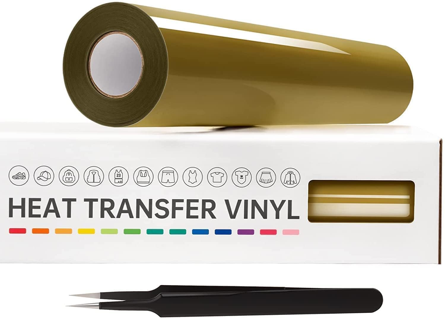 VinylRus HTV Heat Transfer Vinyl Roll, Gold, 12" x 25FT