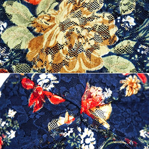 Glamorstar Floral Lace Beanie Hat Chemo Cap Stretch Slouchy Turban Headwear (As1, Alpha, One_Size, Rose Sapphire) #TOP4