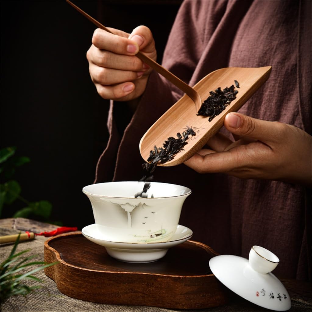 Lamet Jade Three Just Cover Bowl White Porcelain Set Kung Fu Tea Single Cup Ceramic
